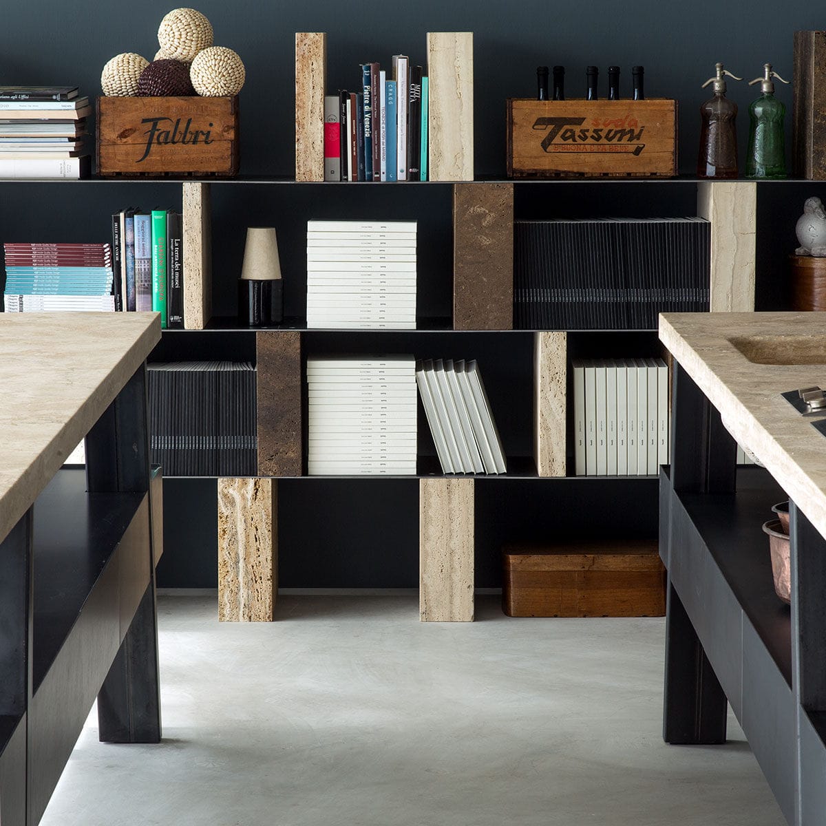 Contemporary Bookcase Lacquered Metal Stone Sider By Marco W Contemporary Bookcase Lacquered Metal Stone Sider By Marco W Ioli Ed Emanuel Gargano