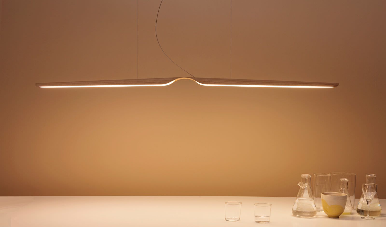 Hanging Light Fixture Led Linear Wooden Swan Tunto Hanging Light Fixture Led Linear Wooden Swan