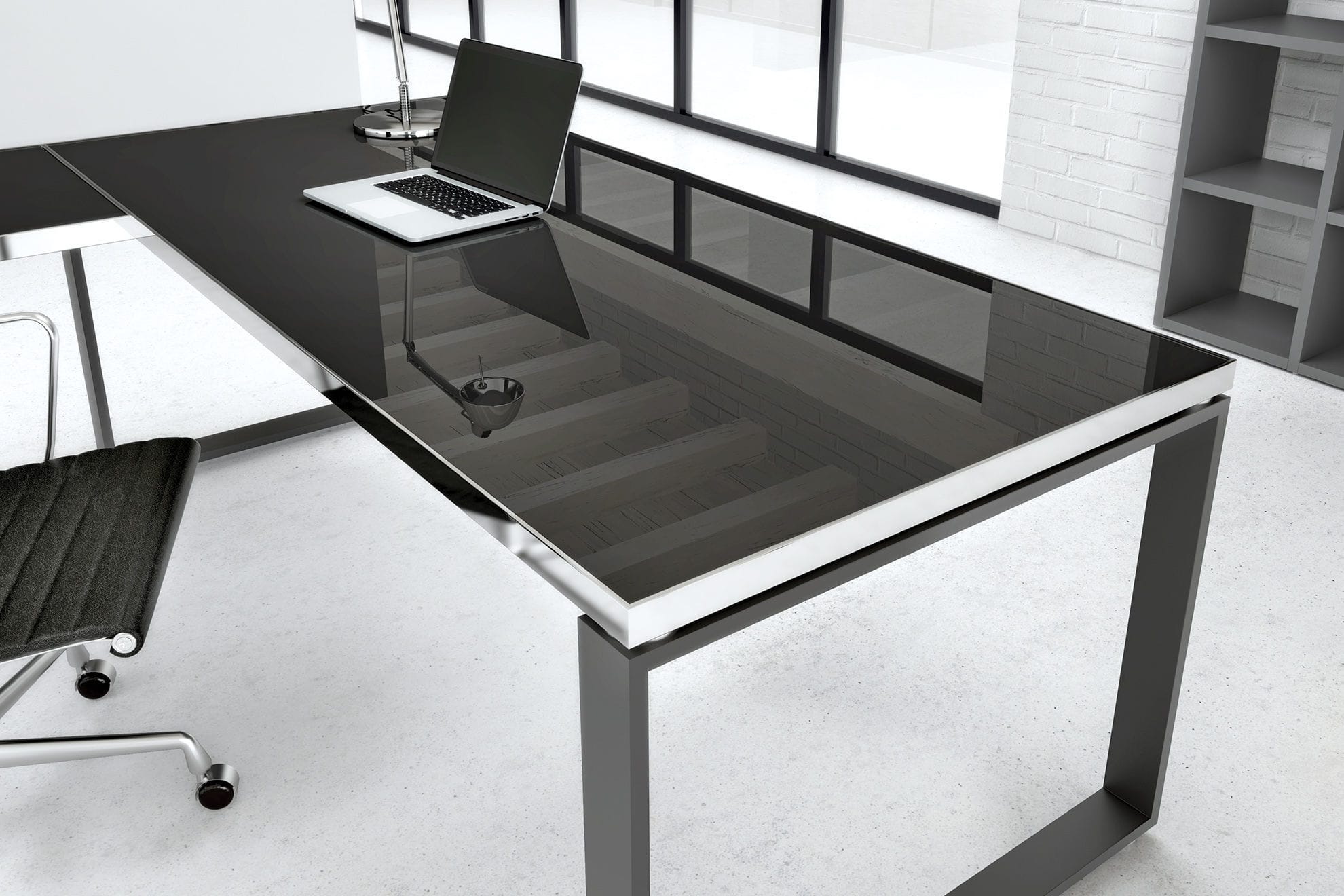 Executive Desk Steel Stainless Glass Archimede By Executive Desk Steel Stainless Glass