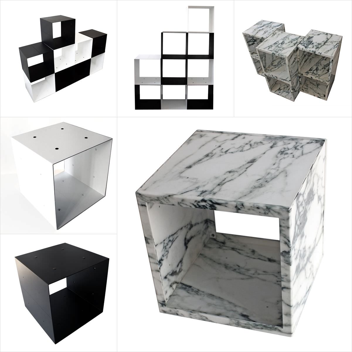 Minimalist design metal modular bookcase - QBO :: Stampa "Marmo di