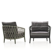 Contemporary armchair / fabric / cast aluminum...