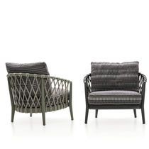 Contemporary armchair / fabric / cast aluminum...