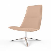 Contemporary fireside chair / fabric / leather...