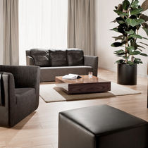 Contemporary sofa / leather / fabric / 3-seater