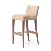 Contemporary bar stool / beech / leather...
