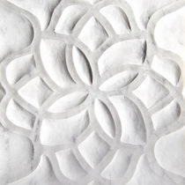3D stone wall tile: floral pattern HAND CARVED : MARBLE LOTUS ARTISTIC TILE