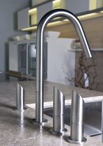 4 hole kitchen double handle mixer tap with shower head T45 DF MGS Progetti