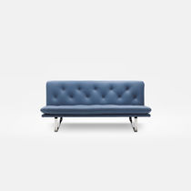 Contemporary sofa / leather / metal / fabric