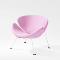 Contemporary armchair / fabric / leather...