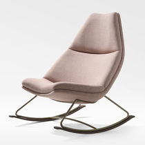 Contemporary fireside chair / fabric / leather...