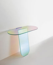 Contemporary sideboard table / glass / oval...