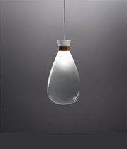 Pendant lamp / contemporary / glass / leather
