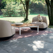 Contemporary coffee table / teak / steel...