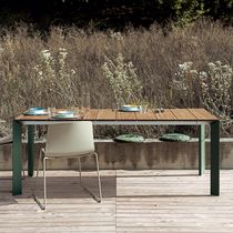 Contemporary table / teak / aluminum / rectangular