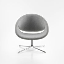 Contemporary armchair / fabric / leather...