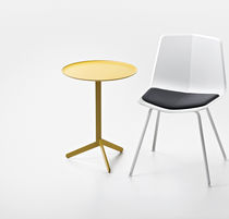 Contemporary pedestal table / MDF / steel...