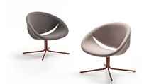 Contemporary armchair / fabric / leather...