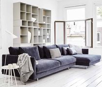 Modular sofa / contemporary / fabric / leather