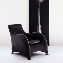 Contemporary armchair / fabric / leather...