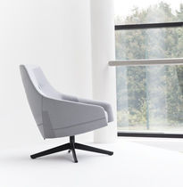 Contemporary armchair / fabric / wooden...