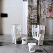 Contemporary armchair / fabric / high back...