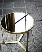 Contemporary side table / metal / round...