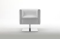 Contemporary armchair / leather / swivel