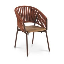 Contemporary armchair / fabric / teak /...