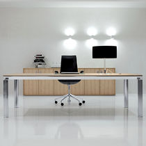 Executive desk / wooden / glass / leather