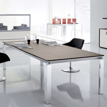 Contemporary boardroom table / glass / aluminum...