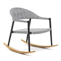 Contemporary armchair / solid wood / iroko...