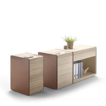 Low filing cabinet / wooden / leather /...