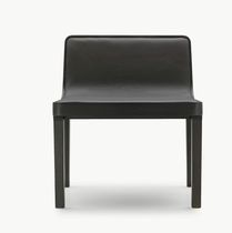 Contemporary fireside chair / fabric / leather...