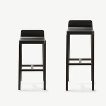 Contemporary bar stool / oak / leather /...