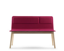 Contemporary bench / oak / leather / fabric