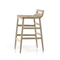 Contemporary bar stool / oak / straw / with...