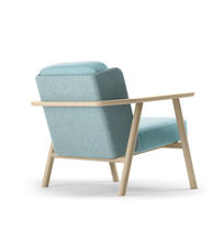Contemporary armchair / fabric / leather...