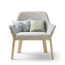 Contemporary armchair / fabric / leather...