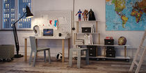 Contemporary dining table / metal / rectangular...