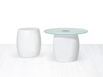 Contemporary side table / glass / plastic...