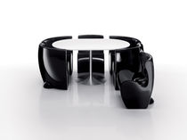 Contemporary table / Corian® / tempered...