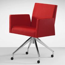 Contemporary visitor armchair / fabric /...