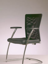 Contemporary visitor chair / mesh / metal