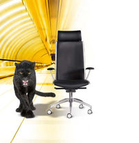 Contemporary office armchair / leather /...