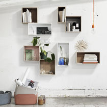 Modular shelf / contemporary / ash / steel