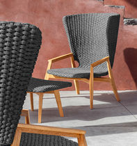 Contemporary footrest / rope / mahogany...