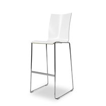 Contemporary bar chair / upholstered / sled...
