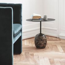 Contemporary side table / steel / marble...