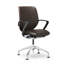 Contemporary office armchair / leather /...