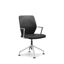 Contemporary visitor armchair / leather...